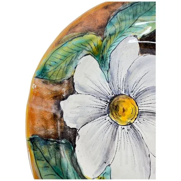 Mayolica Santa Rosa Guanajuato Mexico Ashtray Hand Painted Art Pottery Floral - Picture 3 of 9